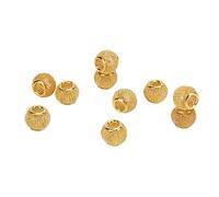 10 Perle a Sfera d'oro, Perle a Distanza Cavalcale Mesh Forma di Forma Rotonda per la Produzione di Gioielli, Pieni Divertenti e Dorate, 10x12 Mm, Dimensioni del Foro 4,5 Mm, Progetti Artigianali,
