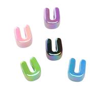 10 perline in acrilico con lettere dell'alfabeto, iridescenti, 3D, con foro grande, perline colorate per bracciali, collane, gioielli con nome, gioielli e artigianato fai da te (10, U)