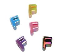 10 perline in acrilico con lettere dell'alfabeto, iridescenti, 3D, con foro grande, perline colorate per bracciali, collane, gioielli con nome, gioielli e artigianato fai da te (10, F)