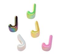 10 perline in acrilico con lettere dell'alfabeto, iridescenti, 3D, con foro grande, perline colorate per bracciali, collane, gioielli con nome, gioielli e artigianato fai da te (10, J)