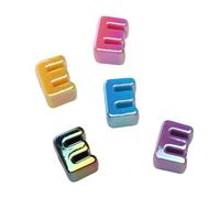 10 perline in acrilico con lettere dell'alfabeto, iridescenti, 3D, con foro grande, perline colorate per bracciali, collane, gioielli con nome, gioielli e artigianato fai da te (10, E)