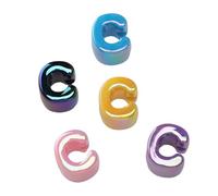 10 perline in acrilico con lettere dell'alfabeto, iridescenti, 3D, con foro grande, perline colorate per bracciali, collane, gioielli con nome, gioielli e artigianato fai da te (10, C)