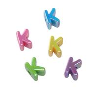 10 perline in acrilico con lettere dell'alfabeto, iridescenti, 3D, con foro grande, perline colorate per bracciali, collane, gioielli con nome, gioielli e artigianato fai da te (10, K)