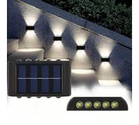 10 perline LED Luci solari su e giù Impermeabili per esterni, Applique moderna Illumina il sensore di luce solare per esterno, Apparecchio da parete per esterno nero per casa, giardino, portico (Luce 