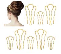 10 Pettini per Capelli 4 Denti Forcine Per Capelli a Forma Di u Perni Per Capelli In Metallo Perni Per Capelli Twist Perni Impugnatura Forcina Per Capelli Bastoncini Per Panini Lady Style Grip, Oro