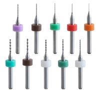 10 pezzi 0,3 mm-1,2 mm Set di punte in carburo Micro CNC Twist Bits, set di punte per PCB, mini punte da trapano con gambo da 1/8" per circuiti stampati, ambra, cera d'api, pietra grezza, gioielleria