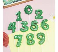 10 pezzi/1 pezzo Candele a forma di dinosauri verdi con numeri da 0 a 9 per decorazione di torte, decorazioni per feste di compleanno e anniversario a tema dinosauri 0,1,2,3,4,5,6,7,8,9,0-9,9-1 pz.,7-