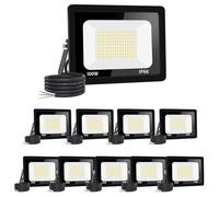 【10 pezzi】100 W proiettore LED per esterni, 10000 lm, IP66, impermeabile spot led esterno, super luminoso, illuminazione esterna bianco caldo (3000 k), sicurezza spot led per stadi, fabbriche,