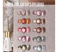 10 Pezzi 10ml Smalto Gel Occhi Di Gatto Retrò Cinese, Smalto Gel Al Diamante Scintillante, Smalto Gel Magnetico, Smalto Lucido Soak Off UV LED - Non incluso bastoncino magnetico ABS