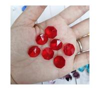 10 pezzi 11 colori 14 mm perline sciolte ottagonali in cristallo 1 foro lampadario lampada filo parti(Red)