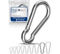 10 pezzi 11-mm moschettone in acciaio inox senza ditale da V4A forma robusta senza occhio carico di rottura 1900 kg ganci a scatto moschettone dei vigili del fuoco 316 11x120-mm