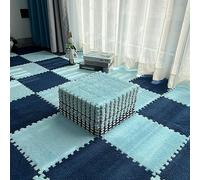 10 Pezzi 12"x12" Tappetino Puzzle In Schiuma Di Peluche Con Bordo, Tappeto Quadrato Ad Incastro Soffice Tappeto, Tappetino Antiscivolo Per Camera Da Letto Da Salotto(Color:Blu scuro+Azzurro)