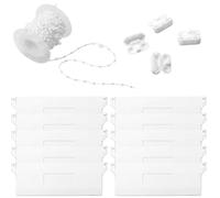 10 Pezzi 127mm Tenda Piastra Ponderazione con 10m Verticale Tenda a Rullo Catena Infinita e 4 Connettori a Catena, Set Ricambio Tenda Louvre, Piastra Base per Accessori Finestra Porta Tenda (Bianco)