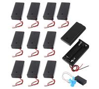10 pezzi 2 x 1,5 V AA in plastica con coperchio, vano batteria, 2 x aa, cavo di collegamento e interruttore on/off, per progetti fai da te e scatole elettroniche, supporto batteria da 3 V per Mignon