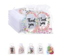 10 pezzi/20 pezzi/30 pezzi Borse in organza, borse di organza con cordoncino "Grazie", borse regalo "Grazie", borse di organza trasparenti Tagli UnicaLettere,PiantePoliestere