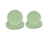 10 pezzi/20 pezzi/40 pezzi Set di piatti di carta verde salvia con bordo a conchiglia da 9 pollici e 7 pollici, piatti di carta verde salvia con bordo a conchiglia, adatti per matrimoni, addii al nubi