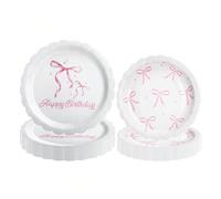 10 pezzi/20 pezzi/40 pezzi, set di stoviglie per tavola con piatti a fiocco in bianco e nero e bicchieri, set per decorazione festa di compleanno o ballo, forniture per festa di compleanno in bianco e