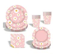10 pezzi/20 pezzi/50 pezzi/80 pezzi Set di stoviglie per festa di compleanno a tema margherita, include piatti di carta a tema margherita, bicchieri di carta e tovaglioli, forniture per feste monouso 