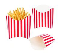 10 pezzi/20 pezzi/50 pezzi Scatole per patatine fritte a righe rosse, piccoli contenitori per patatine fritte a righe rosse e bianche, porta patatine fritte monouso, bicchieri per popcorn, scatole per