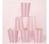 10 pezzi/20 pezzi/50 pezzi Scatole per popcorn rosa, Sacchetti di carta rosa e bianchi a righe per popcorn, Contenitori per caramelle, Adatti come bomboniere per feste di compleanno da principessa, ma