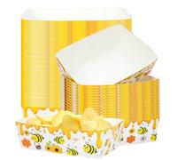 10 pezzi/20 pezzi/50 pezzi Vassoi di carta per alimenti a tema ape, barche per nachos, popcorn, patatine fritte per servire spuntino al miele, piatti per feste a tema ape, baby shower, compleanno e de