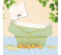 10 pezzi/20 pezzi/50 pezzi Vassoi di carta per alimenti con bordo a conchiglia verde salvia e oro, adatti per contenere patatine di mais, hot dog, popcorn, patatine fritte e altri snack, utilizzabili 