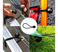 10 pezzi/20 pezzi Corde elastiche in nylon resistente con ganci a sfera in metallo - Resistenza alla trazione di 55,34 kg, corde elastiche nere impermeabili per picchetti da tenda, attrezzatura da cam