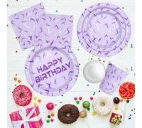 10 pezzi/20 pezzi Forniture per feste a tema K-pop, piatti, bicchieri, tovaglioli di carta a tema K-pop di colore viola e blu, forniture per la tavola per feste a tema cantante, compleanni, matrimoni,