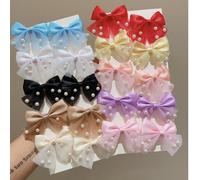 10 pezzi/20 pezzi Set di fermagli per capelli con perle dolci e fiocchi per ragazze, design semplice fatto a mano, adatti per la vita quotidiana, la scuola, i viaggi, le feste, le foto Colore unico,st
