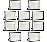 10 Pezzi 200W Faretto LED da Esterno 20000LM Super Luminosa Bianco Freddo 6000K Fari LED Lampada, Impermeabile IP65 Proiettore Faro, Luce di Sicurezza per Giardino Corridoio Piazza Cortile Garage