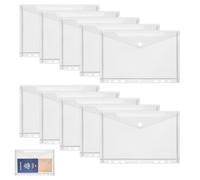 10 Pezzi 22,8 x 18cm Portadocumenti A5 Trasparenti Bottone, Buste Porta Documenti A5 con Bottone, Cartelline Trasparenti con Velcro, Buste a Perforazione A 5 con Bottone, per Ufficio, Scuola