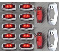 10 Pezzi 24V LED Rosso Posteriore Laterale Cromo Posizione Luci di Ribaltabile
