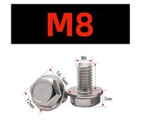 10 pezzi 304 Bulloni flangiati in acciaio inossidabile Viti a testa piatta esagonali Bulloni M6 M8 for auto Moto Ciclomotore Scooter Piastre posteriori(M8-5Pcs,30mm)