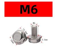 10 pezzi 304 Bulloni flangiati in acciaio inossidabile Viti a testa piatta esagonali Bulloni M6 M8 for auto Moto Ciclomotore Scooter Piastre posteriori(M6-10Pcs,12mm)