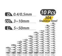 10 pezzi 304 molle di compressione in acciaio inossidabile 0,4 mm,5 diametro del filo molla piccola cilindrica alta elasticità lunghezza pressione (5/10/15/20 mm)(0.5mm (10Pcs)15mm,4mm)