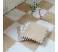 10 pezzi 30x30x1 cm tappeto puzzle in schiuma di peluche, tappetini morbidi ad incastro per camera da letto, cameretta dei bambini, sala giochi, palestra, yoga, tappetino tagliabile (beige bianco)