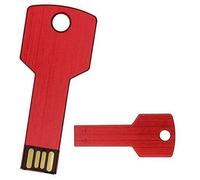 10 pezzi, 4GB USB Flash Drive-Portachiavi, in metallo, a forma di chiave di memoria USB 2,0 rosso 4GB