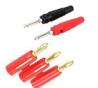 10 pezzi 4mm placcato oro Banana rame puro senza saldatura laterale impilabile connettore banana rosso e nero(5PCS Red 5PCS Black)