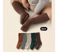 10 pezzi/5 pezzi/1 paio/lotto Calzini per bambine/bambini, adatti per bambini da 0 a 5 anni, stile autunnale e invernale. Calzini antiscivolo con puntini per bambine, calzini alti fino al ginocchio, m