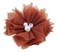 10 pezzi 6,5 cm pizzo chiffon toppa applique tessuto a rete abito da sposa fai te fiori velo for capelli vestiti copricapo decorazione Chiffon Fiori(Chocolate)