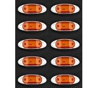 10 Pezzi 6 LED Ambra Luci di Posizione Laterali 24V Cornice Cromata Fari Furgone
