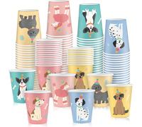 10 pezzi/60 pezzi Bicchieri di carta vintage con motivo a cucciolo, bicchieri monouso da 9 once, motivo a cartone animato di cani, adatti per toelettatura di animali domestici, feste a tema cani, beva