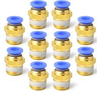 10 Pezzi 6Mm Tubo OD X 1/4 BSP Maschio Dritto per Collegare Raccordi (PC6-02)