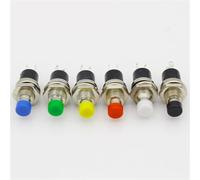 10 pezzi 7 mm filo multicolore 2 pin interruttore a pulsante momentaneo 1 pz(Green)