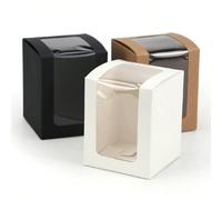 10 pezzi, 8x8x10cm, Scatole di carta trasparenti bianche/marroni/nere con finestra, adatte per caramelle, biscotti, cioccolato, bicchieri da vino, candele, bomboniere nuziali, scatole regalo oro,argen