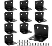 10 Pezzi 90 Gradi Supporti Angolo Retto, 38x30x30mm Staffe Angolari per Legno, Nero Squadrette Angolari, Staffa Angolare, con 42 Viti, per Legno, Rinforzare Mobili come Librerie, Angoli di Sedie