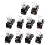 10 pezzi AC 380V bobina 4PDT 14 pin LED rosso relè di potenza for uso generale con base presa