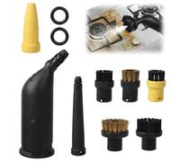 10 pezzi accessori per pulitore a vapore Kärcher SC1 SC2 SC3 SC4 SC5, set di ricambio con ugello allungato, ugello curvo, spazzole rotonde e ugello (nero A)