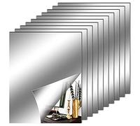 10 Pezzi Adesivi da Parete a Specchio Flessibile, Fogli in Materiale Morbido Non Vetro Piastrelle per Decorazioni Murali Casa (20 x 25 cm)