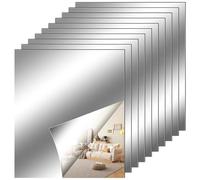 10 Pezzi Adesivi da Parete a Specchio Flessibile, Non Vetro Specchio Piastrelle Parete appiccicoso per Decorazioni Murali Casa (30 x 20 cm)